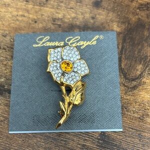 Laura Gayle Gold and Silver Crystal Flower Brooch